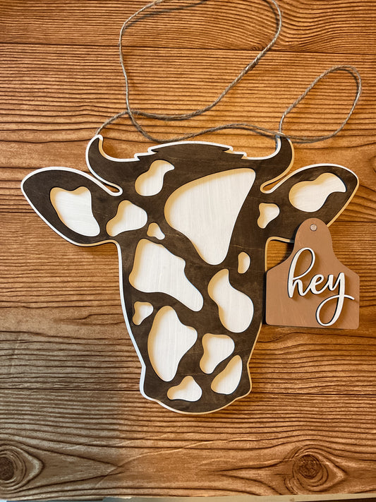 Cow Welcome Door Hanger - Crafty Family Creations LLC