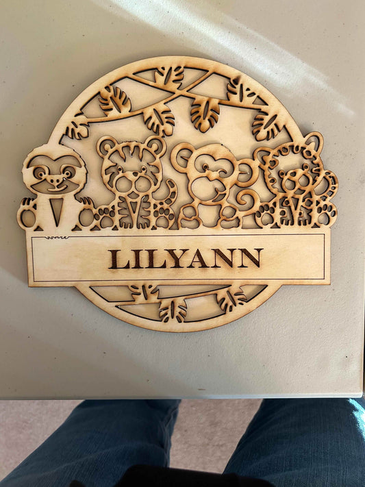 Custom Nursery Safari Name Sign - Crafty Family Creations LLC