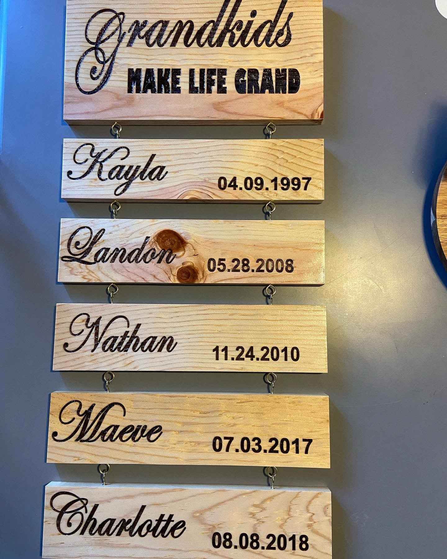 Hanging grandchildren display - Crafty Family Creations LLC