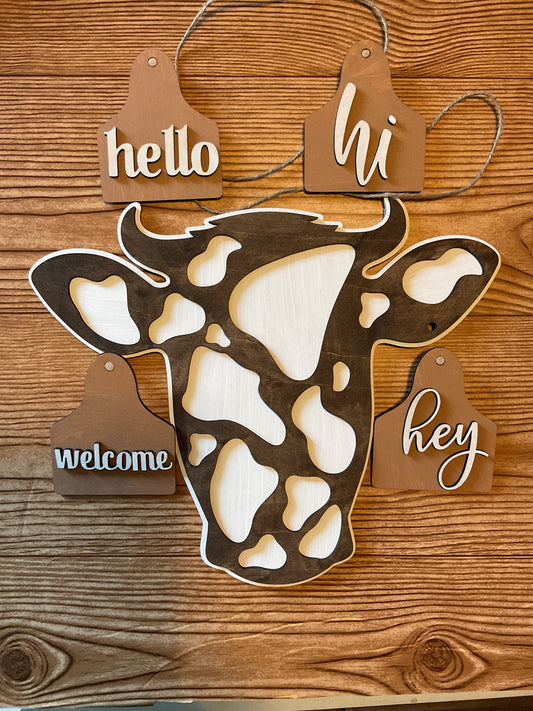 Cow Welcome Door Hanger - Crafty Family Creations LLC