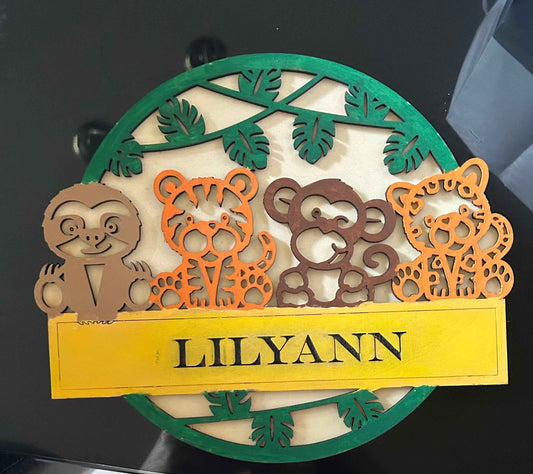 Custom Nursery Safari Name Sign